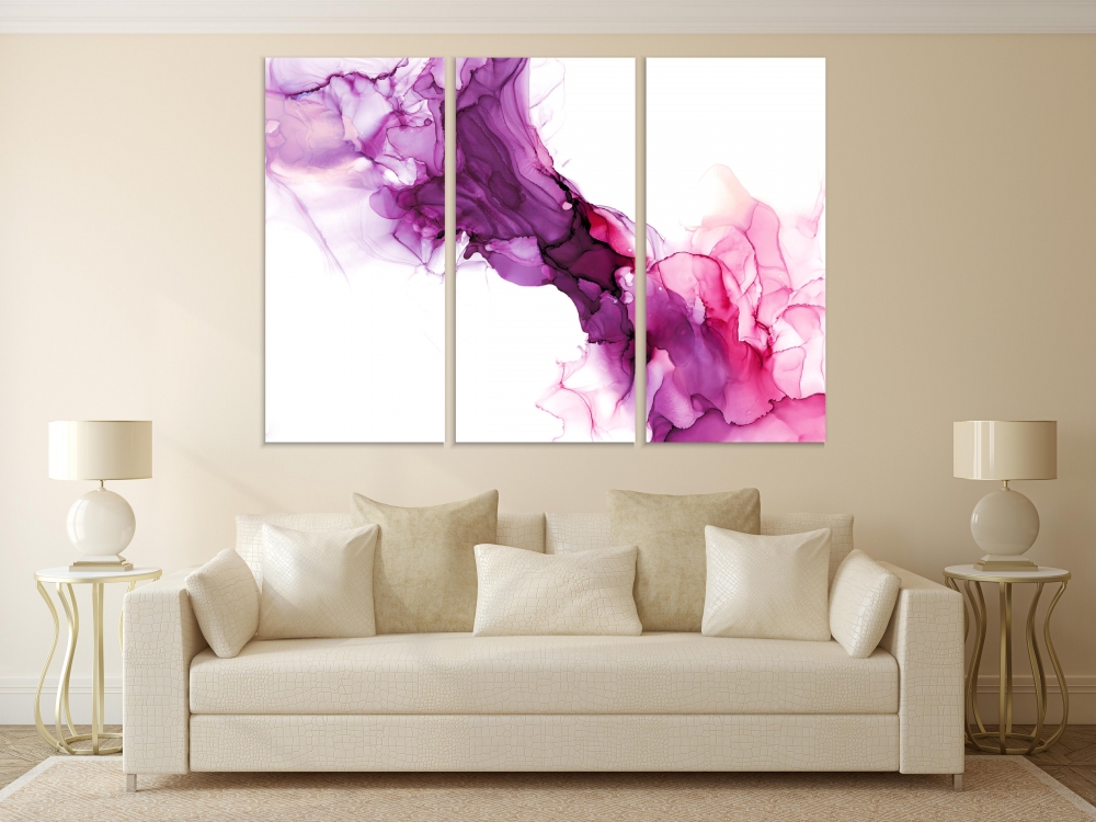 

Картина на холсте Модульные Модульная картина Purple And Pink Swirls 3 картины 40х80 см.