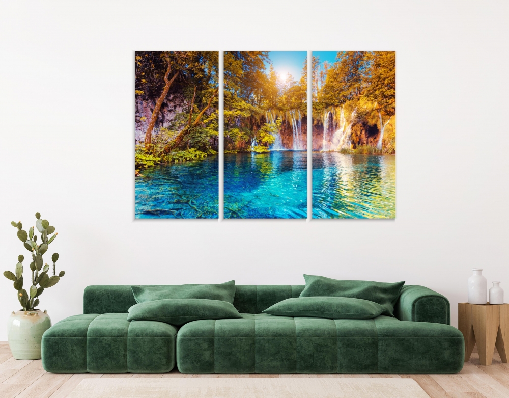 

Картина на холсте Модульные Модульная картина Plitvice Lakes 3 картины 25х50 см.