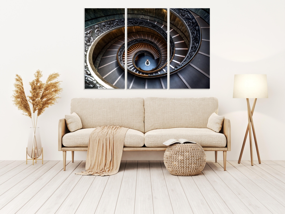 

Картина на холсте Модульные Модульная картина Spiral Staircase 3 картины 70х140 см.