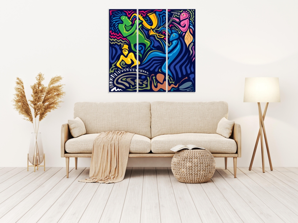 

Картина на холсте Модульные Модульная картина Jazz Band 3 картины 60х120 см.