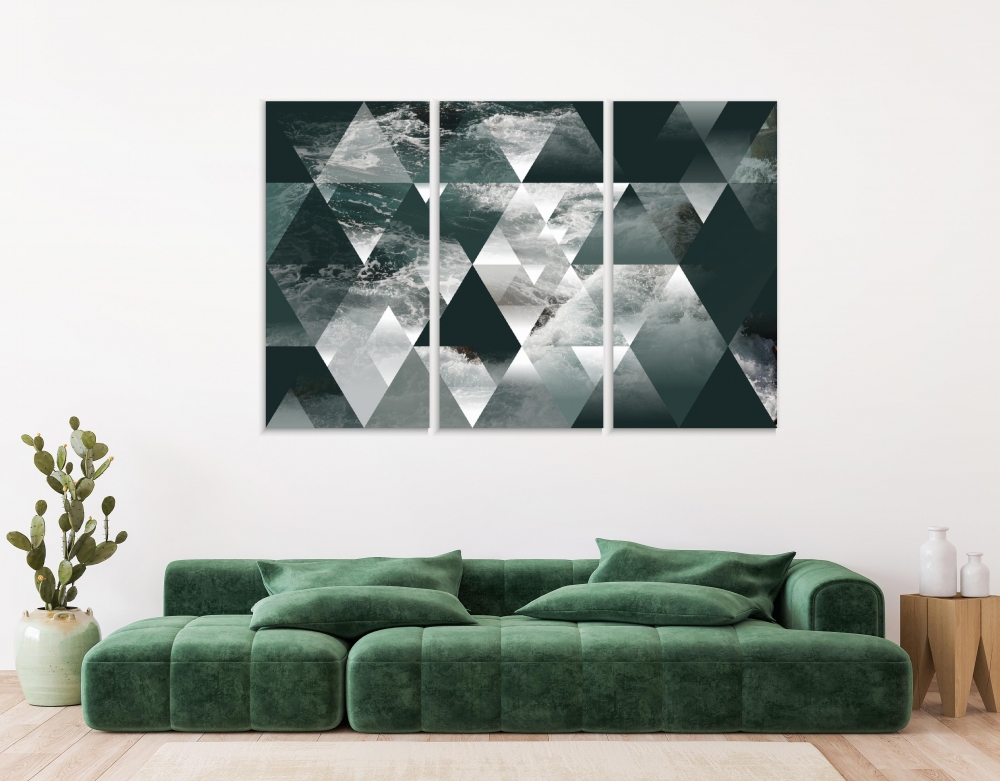 

Картина на холсте Модульные Модульная картина Abstract Marine Geometric Background 3 картины 25х50 см.