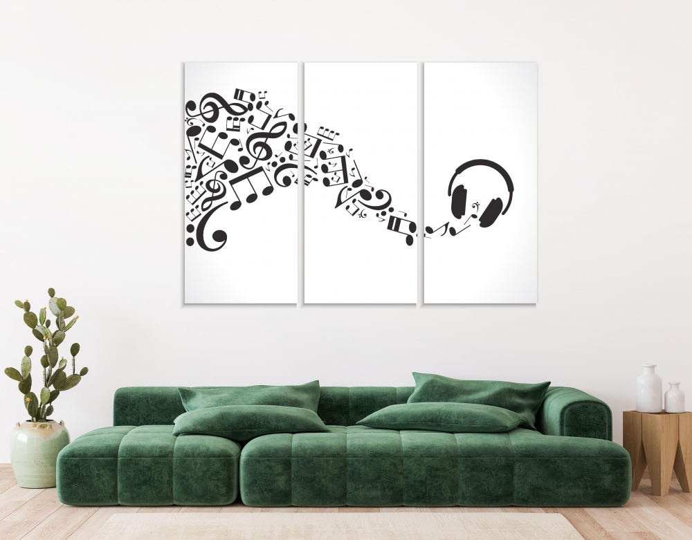 

Картина на холсте Модульные Модульная картина Headphones And Musical Notes 3 картины 45х90 см.