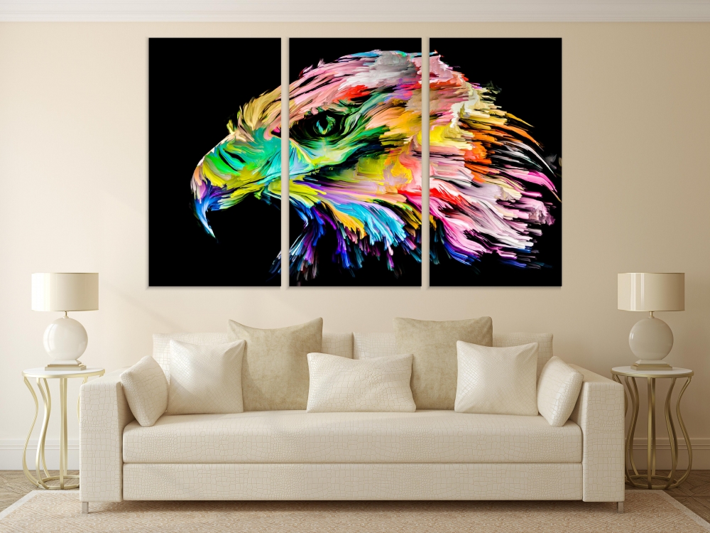 

Картина на холсте Модульные Модульная картина Eagle Portrait 3 картины 70х140 см.