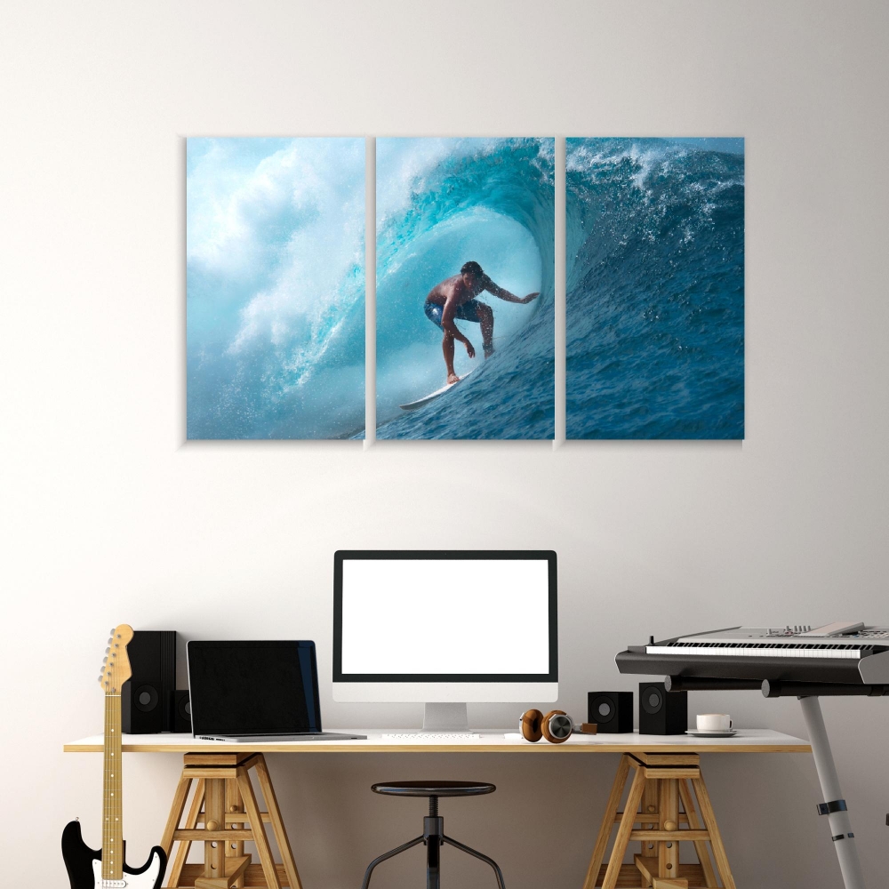

Картина на холсте Модульные Модульная картина Extreme Professional Sportsman Surfer 3 картины 70х140 см.