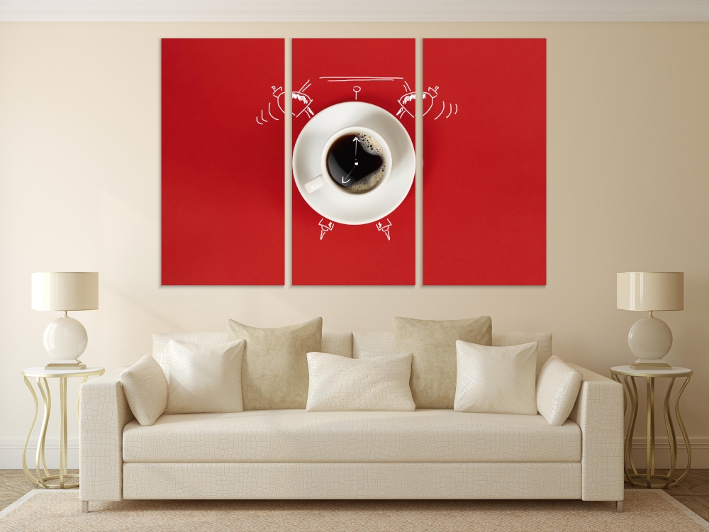 

Картина на холсте Модульные Модульная картина Milk Clock 3 картины 45х90 см.