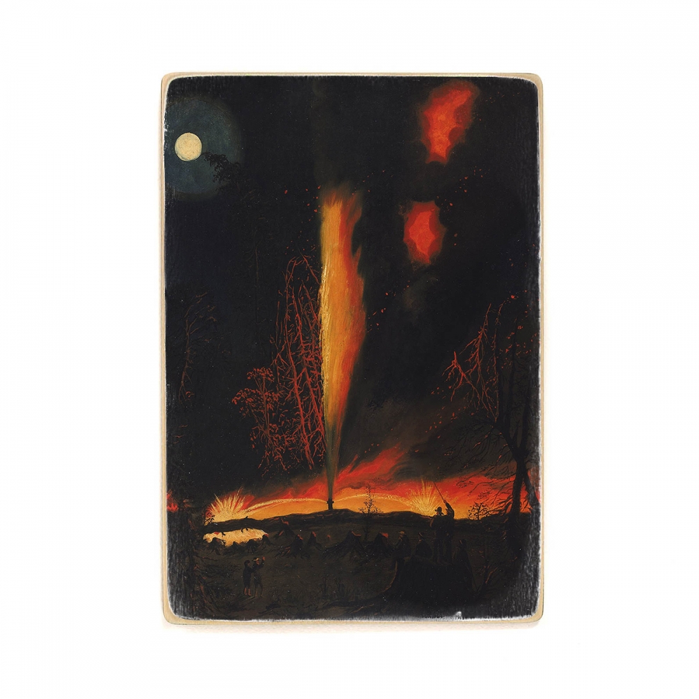 

Деревянный постер Искусство James Hamilton - Burning Oil Well at Night, near Rouseville, Pennsylvania А1