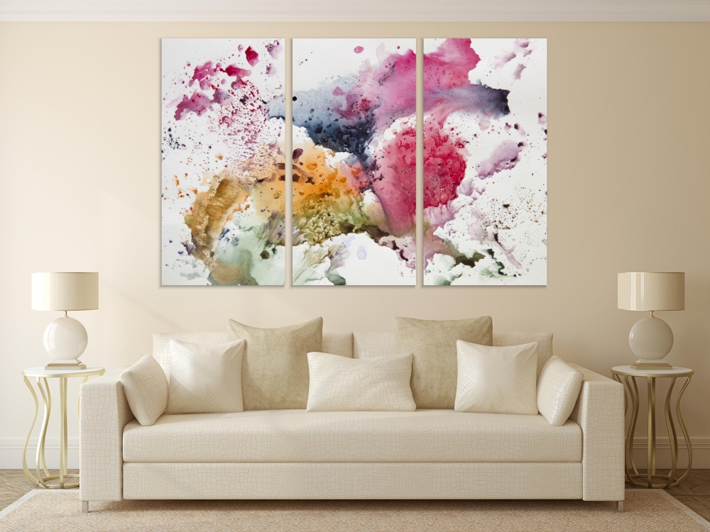 

Картина на холсте Модульные Модульная картина Abstract Watercolor Painting 3 картины 45х90 см.