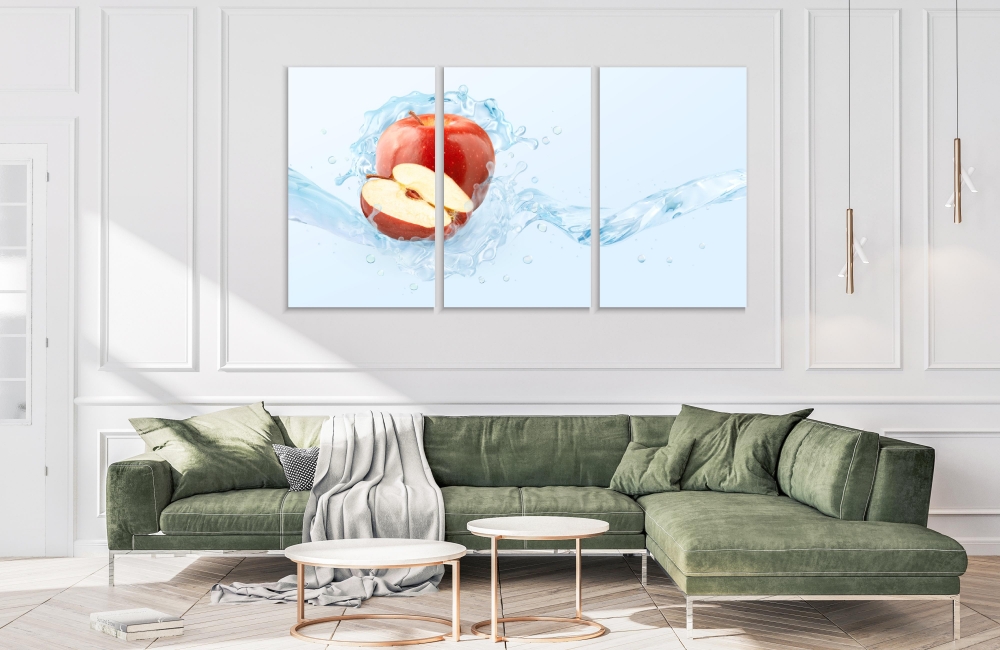 

Картина на холсте Модульные Модульная картина Fresh cold pure apple 3 картины 60х120 см.