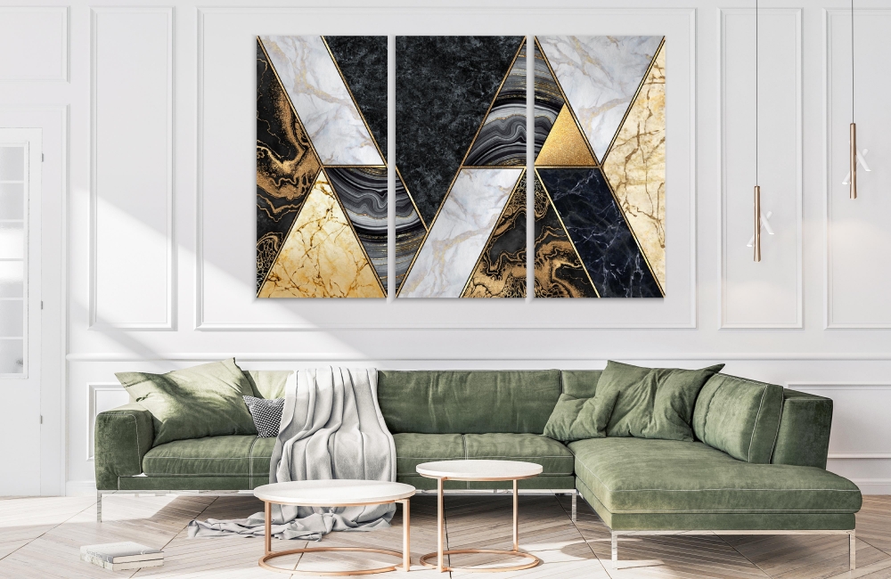 

Картина на холсте Модульные Модульная картина Geometric Marble Illustration 3 картины 30х60 см.