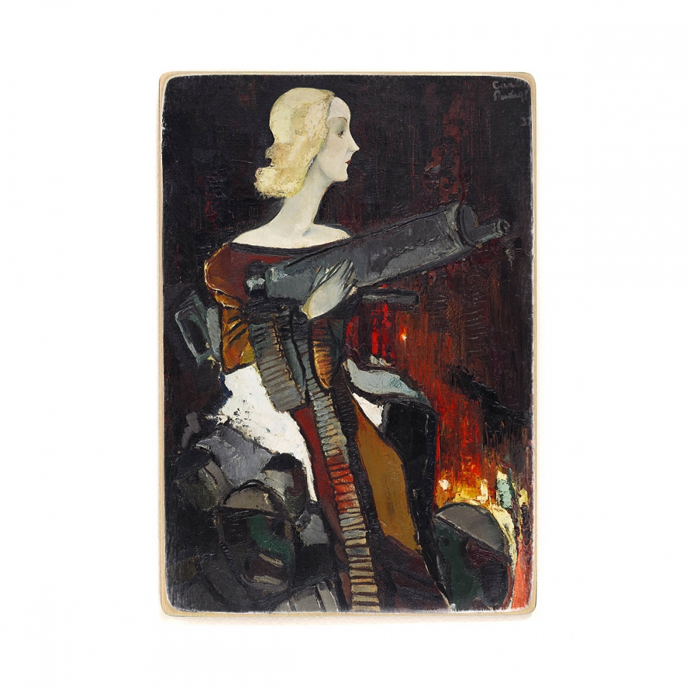 

Деревянный постер Искусство Kārlis Padegs - Madonna with a Machine Gun А2
