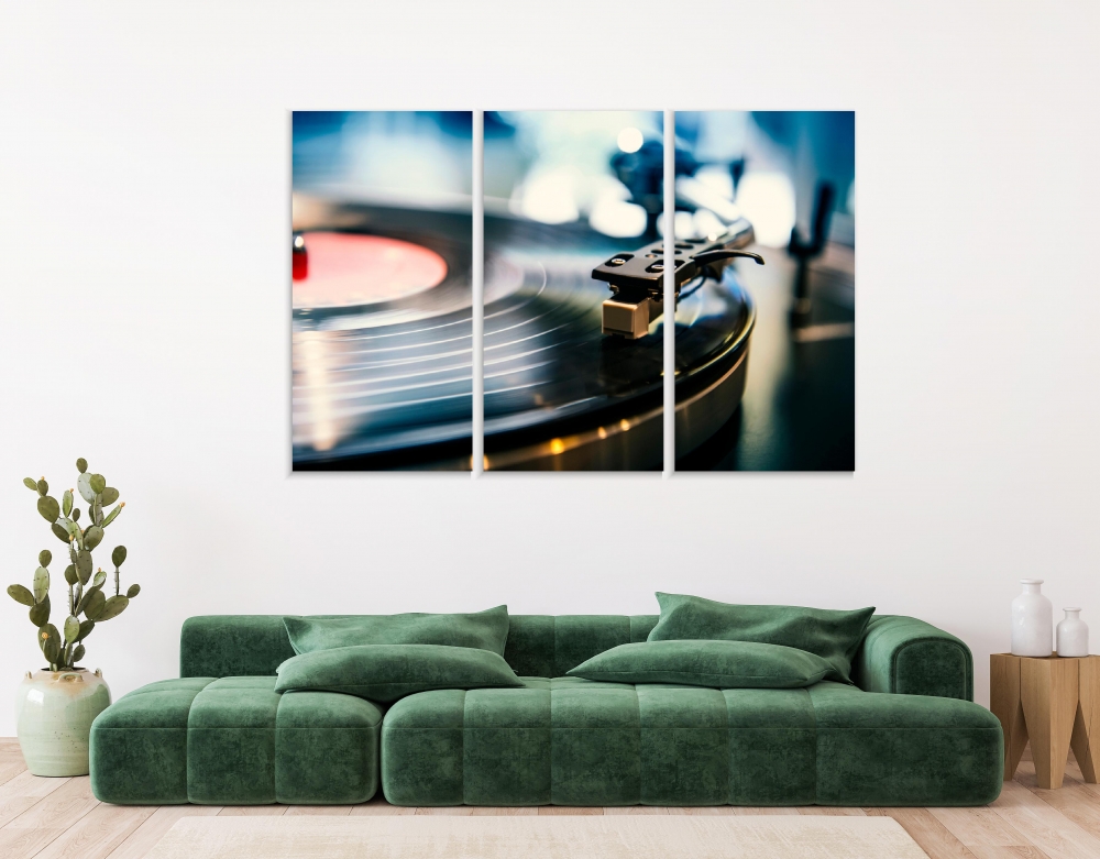

Картина на холсте Модульные Модульная картина Vintage Record Player 3 картины 25х50 см.