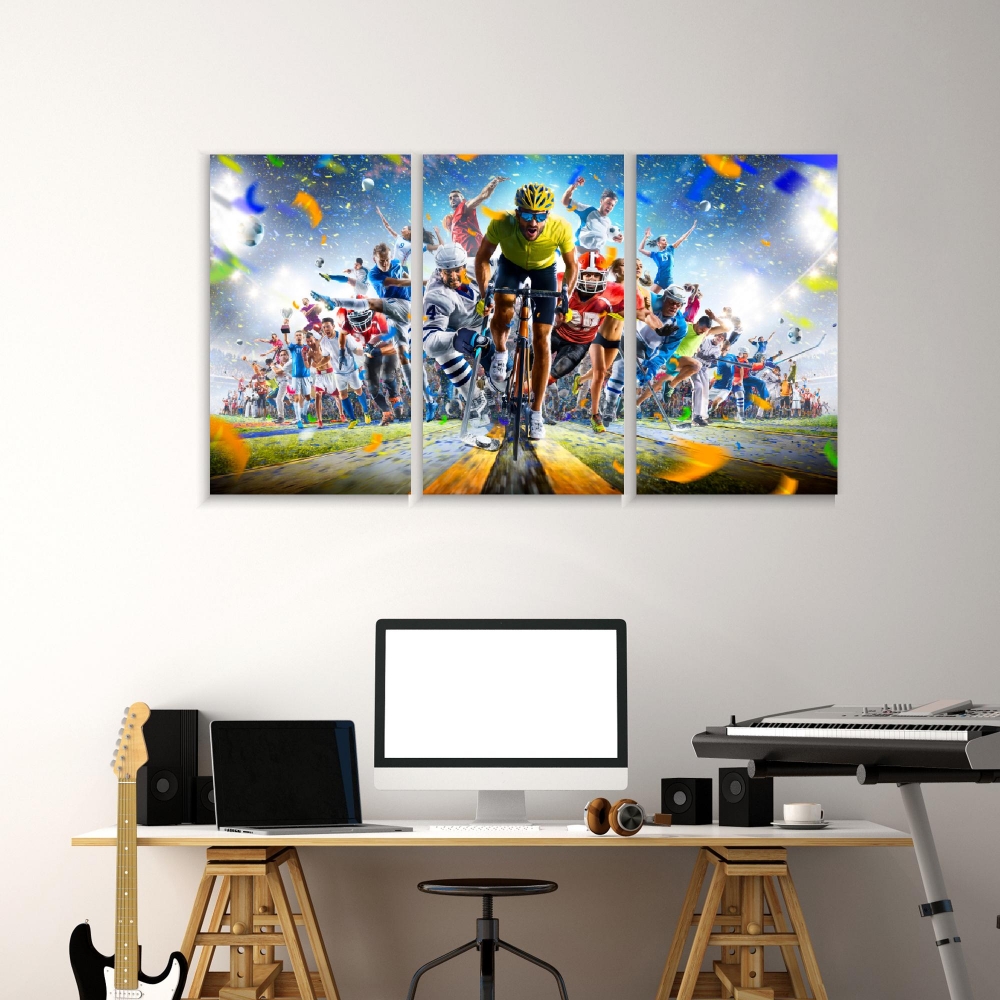 

Картина на холсте Модульные Модульная картина Grand Arena Sports Collage 3 картины 70х140 см.