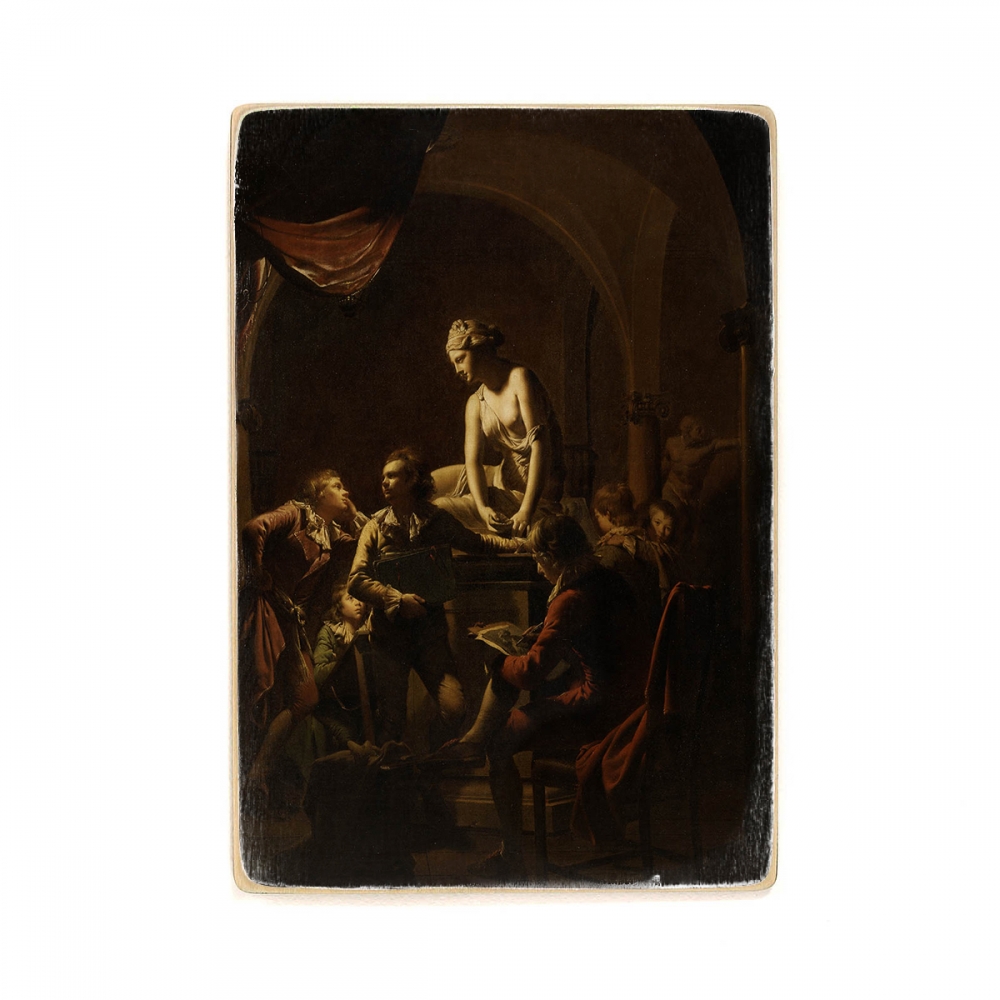 

Деревянный постер Искусство Joseph Wright of Derby - Academy by Lamplight А1