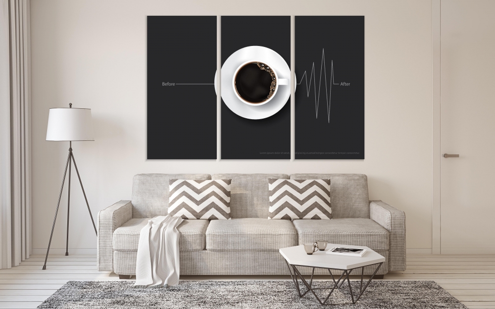 

Картина на холсте Модульные Модульная картина Coffee Poster 3 картины 40х80 см.