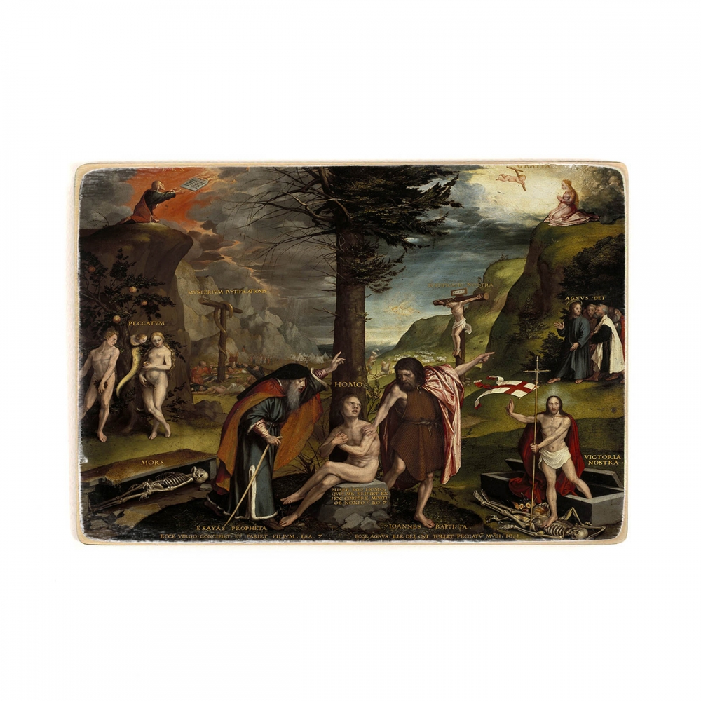

Деревянный постер Искусство Hans Holbein the Younger - An Allegory of the Old and New Testaments А1