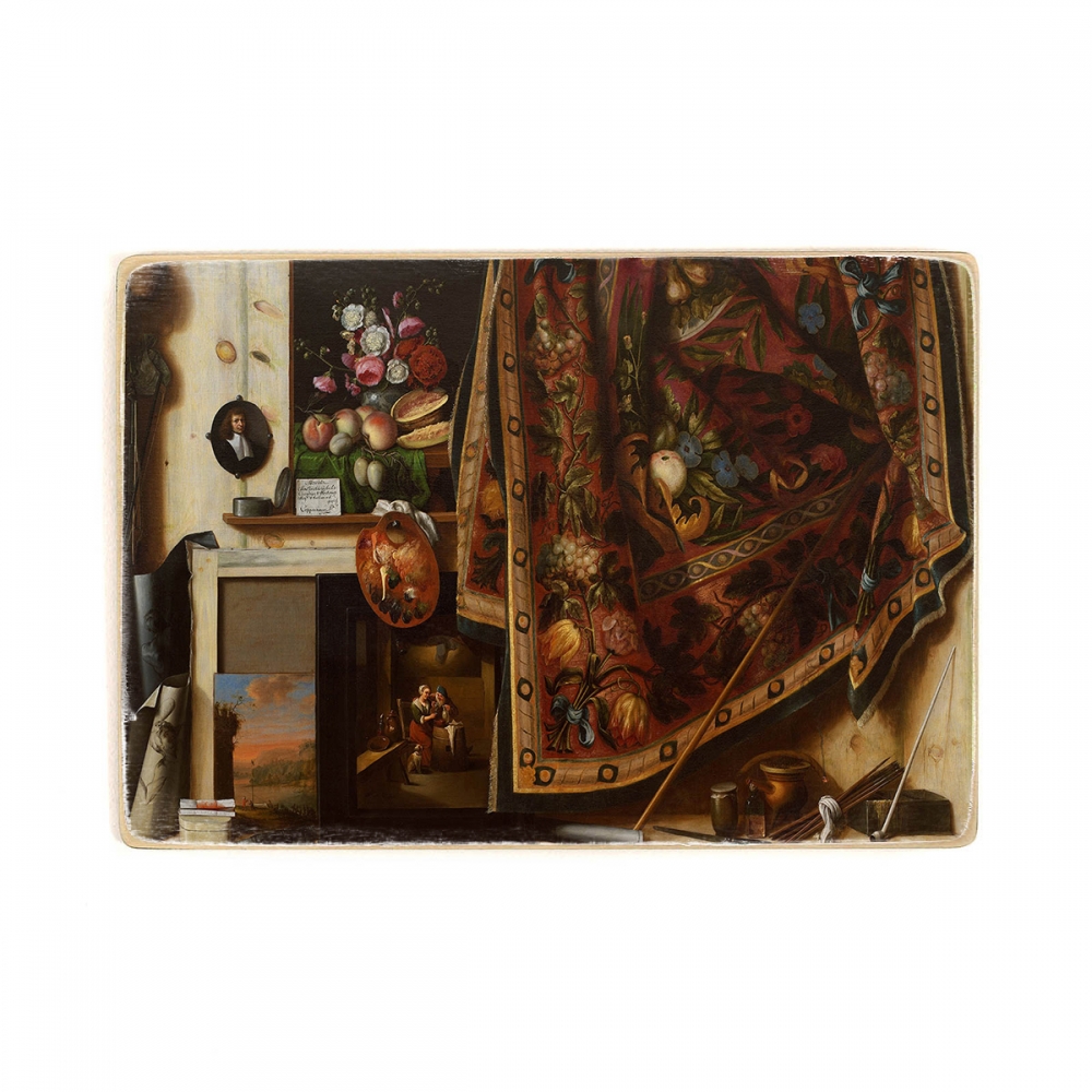 

Деревянный постер Искусство Cornelius Norbertus Gijsbrechts - Trompe l'oeil. A Cabinet in the Artists Studio А1