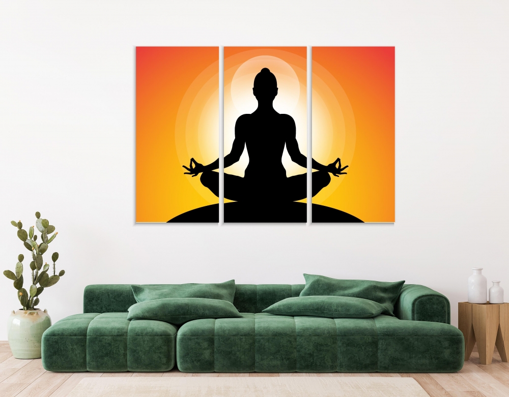 

Картина на холсте Модульные Модульная картина Zen Meditation Peace 3 картины 45х90 см.