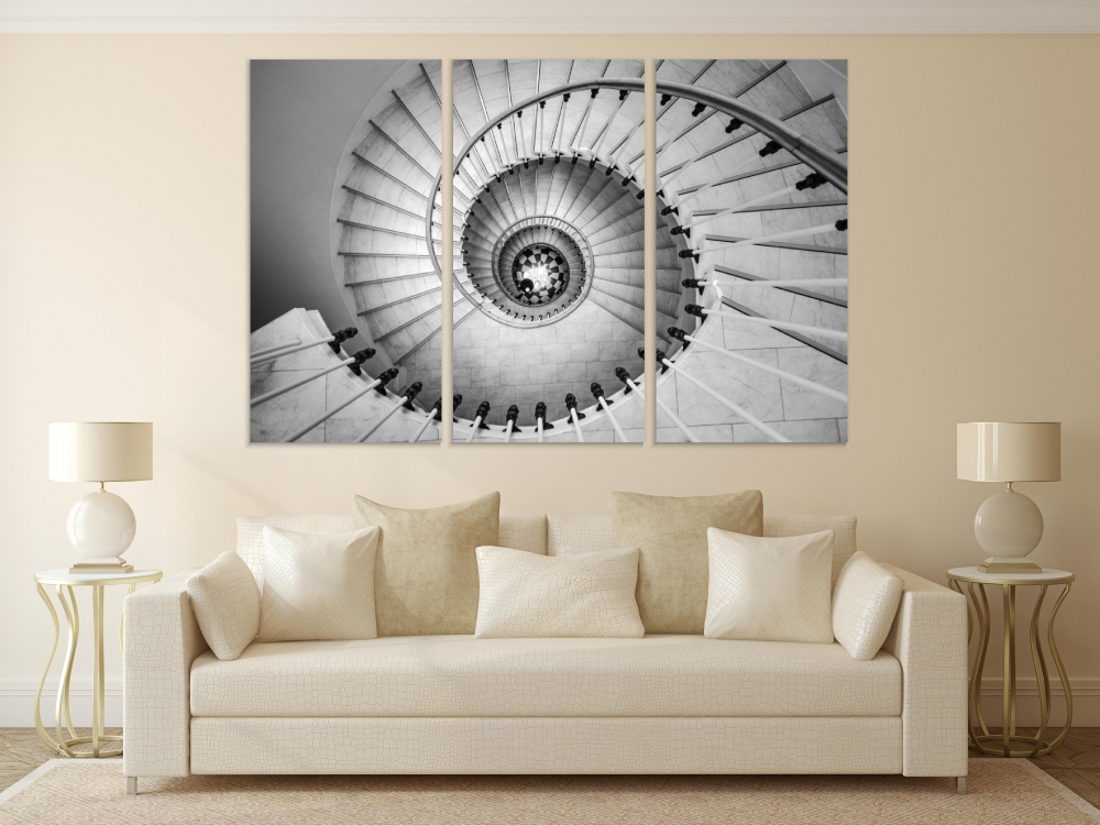 

Картина на холсте Модульные Модульная картина Beautiful Circular Staircase 3 картины 60х120 см.