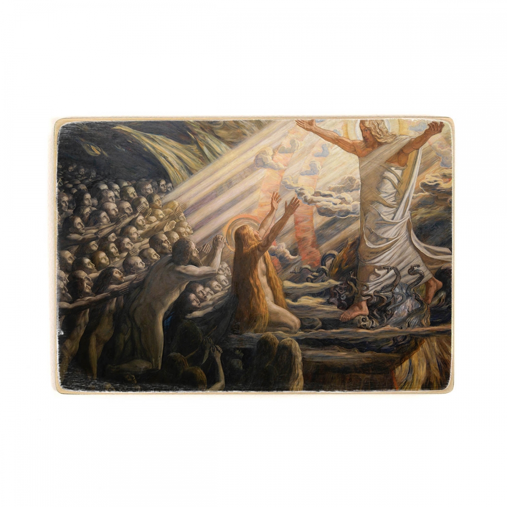 

Деревянный постер Искусство Joakim Skovgaard - Christ in the Realm of the Dead А1