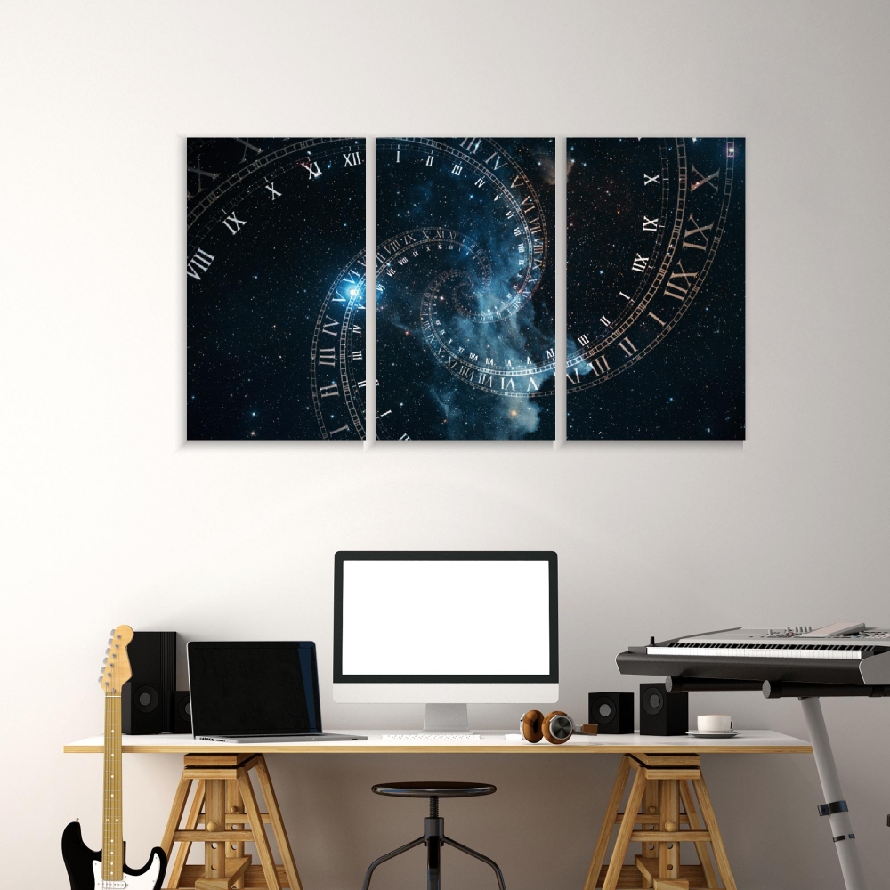 

Картина на холсте Модульные Модульная картина Time Space 3 картины 40х80 см.