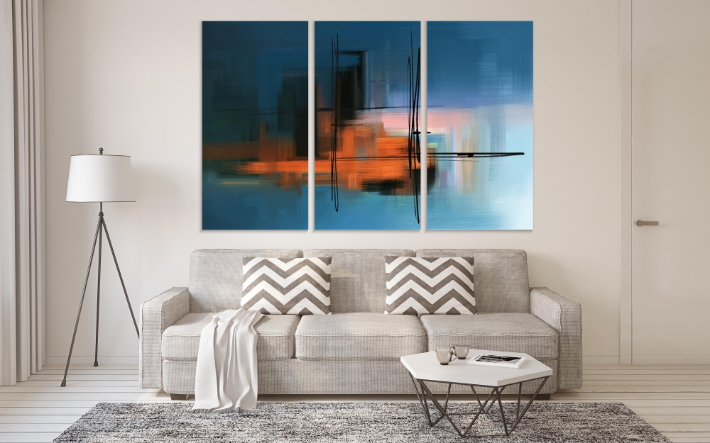 

Картина на холсте Модульные Модульная картина Colorful Abstract Acrylic Painting 3 картины 60х120 см.