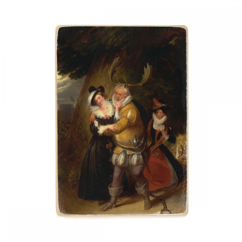 

Деревянный постер Искусство James Stephanoff - Falstaff at Hernes Oak, from The Merry Wives of Windsor,Act V, Scene v А2