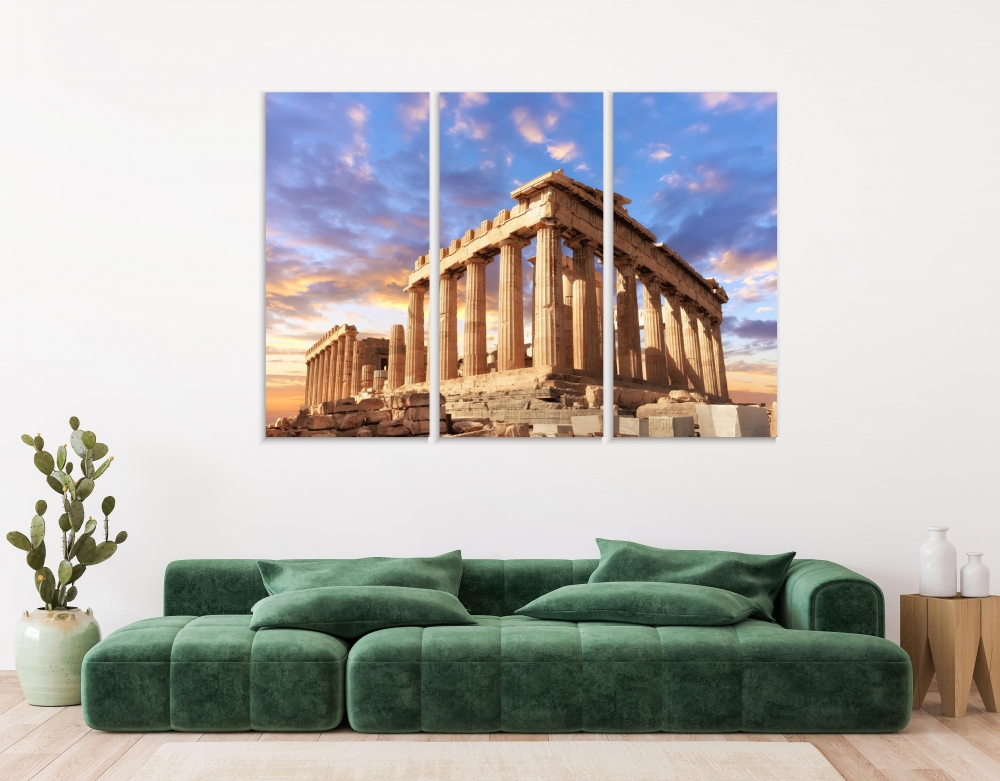 

Картина на холсте Модульные Модульная картина Parfenon Greece 3 картины 25х50 см.