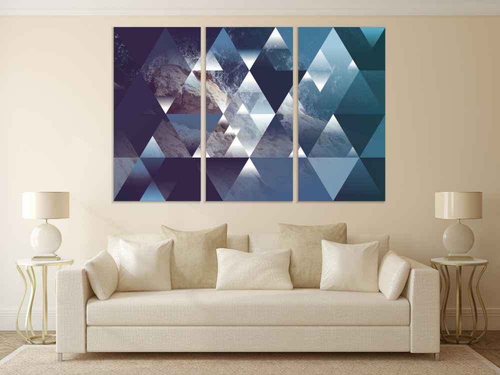 

Картина на холсте Модульные Модульная картина Abstract Marine Geometric 3 картины 45х90 см.