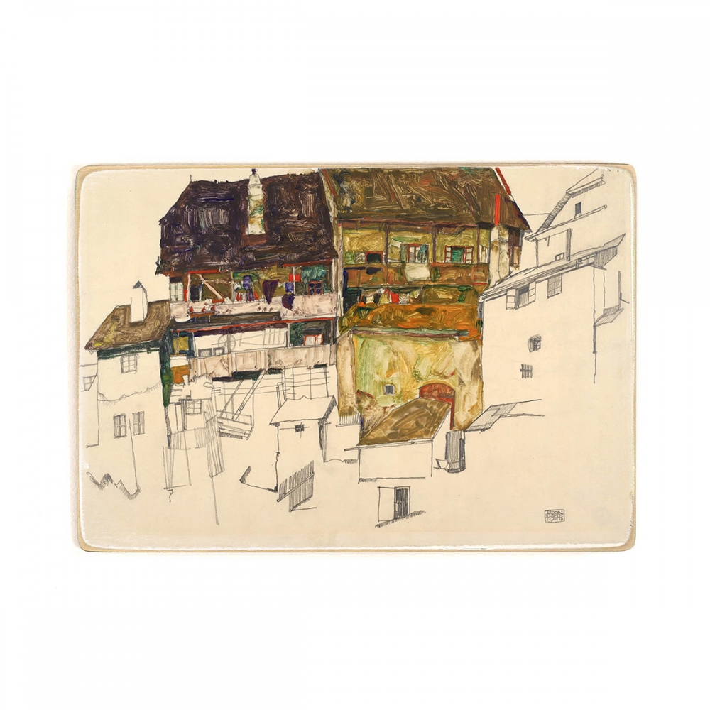 

Деревянный постер Искусство Egon Schiele - Old Houses in Krumau, 1914 А1