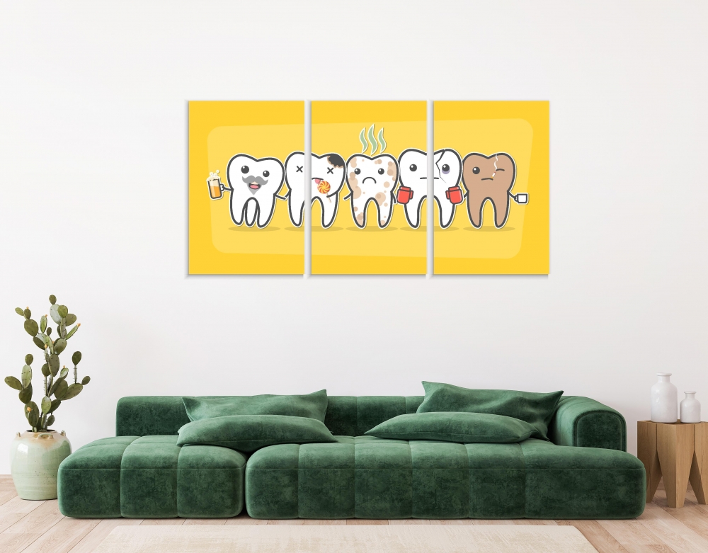 

Картина на холсте Модульные Модульная картина Bad Teeth Company 3 картины 25х50 см.