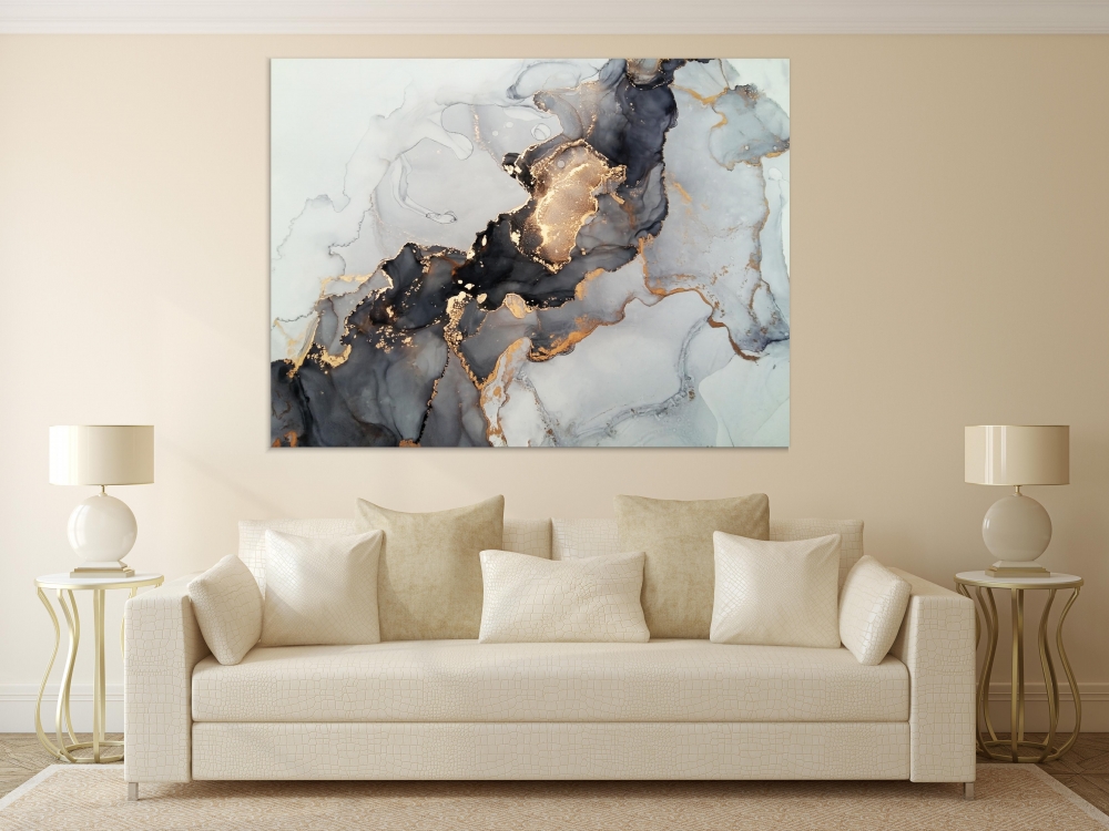 

Картина на холсте Абстракция Black And Gold 90х120 см.