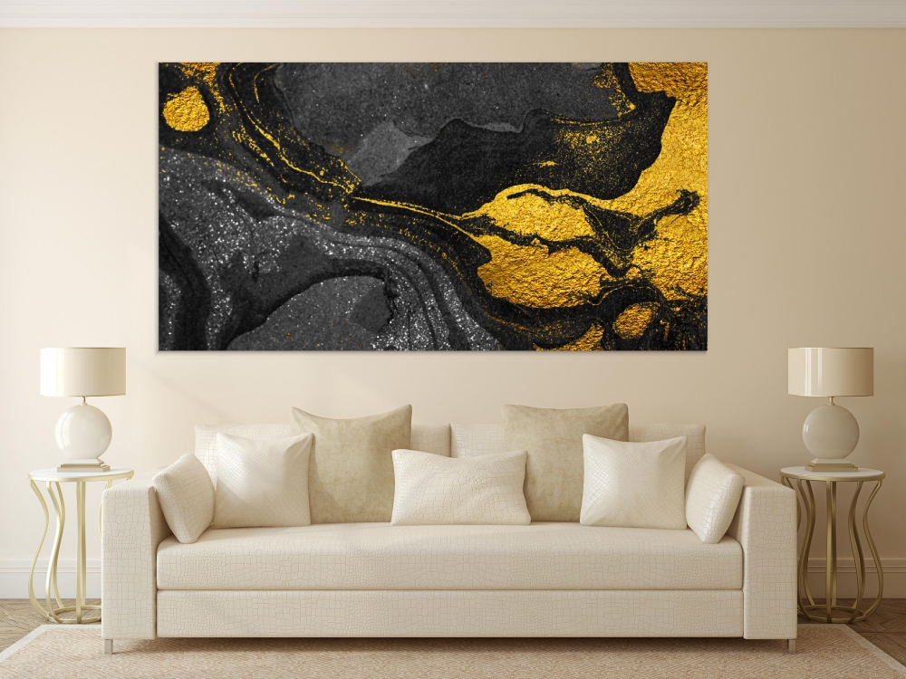 

Картина на холсте Абстракция Yellow Swirl 90х180 см.