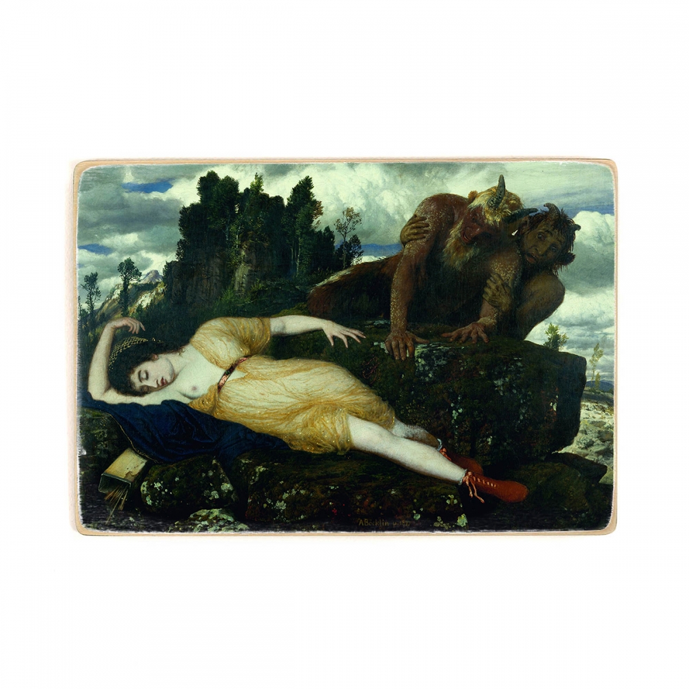 

Деревянный постер Искусство Arnold Böcklin - Sleeping Diana Watched by Two Fauns А1