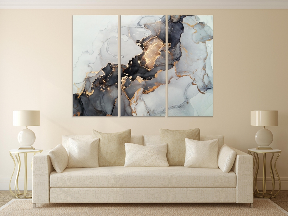 

Картина на холсте Модульные Модульная картина Black And Gold 3 картины 40х80 см.