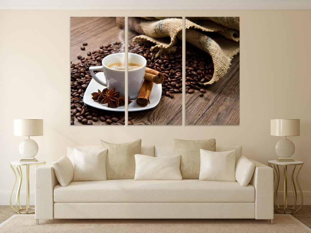 

Картина на холсте Модульные Модульная картина Aroma Of Coffee 3 картины 70х140 см.