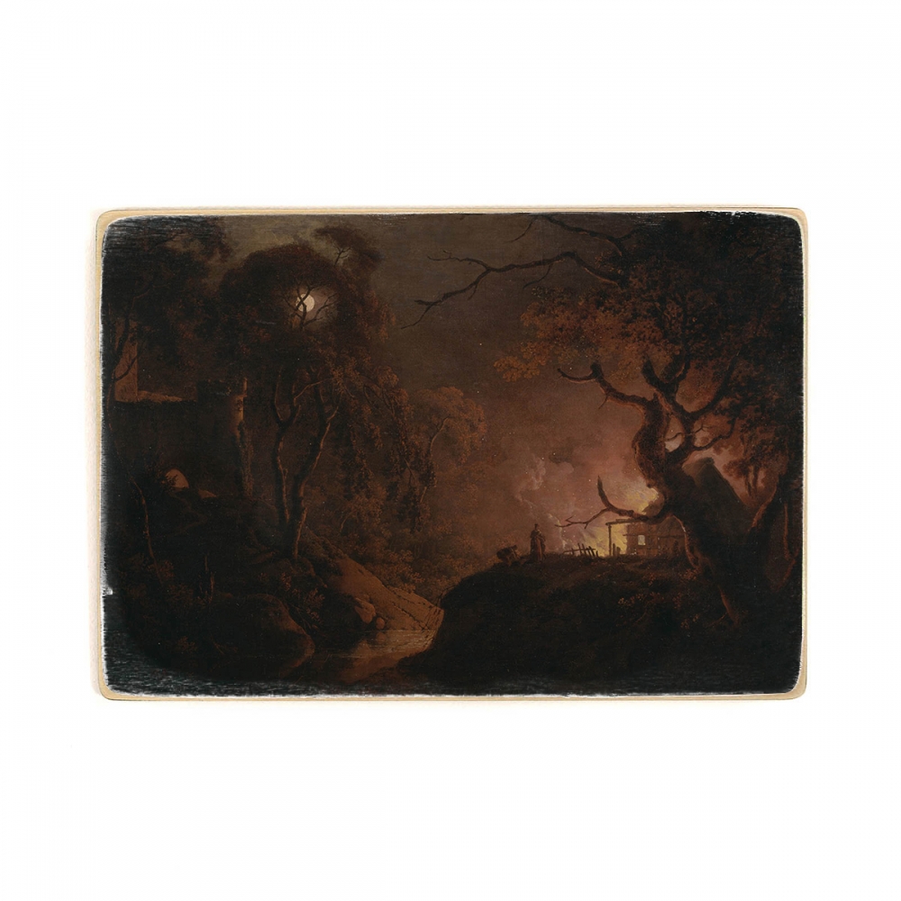 

Деревянный постер Искусство Joseph Wright of Derby - Cottage on fire at night А1
