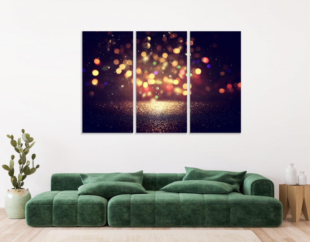 

Картина на холсте Модульные Модульная картина Lights With Sparkles 3 картины 70х140 см.