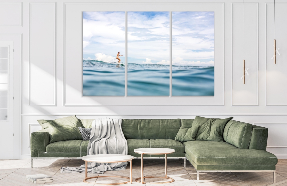 

Картина на холсте Модульные Модульная картина Beautiful Young Surfer Woman 3 картины 30х60 см.