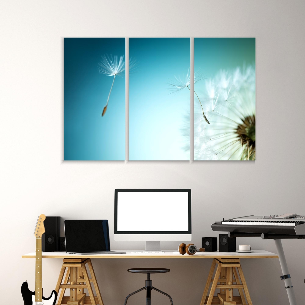 

Картина на холсте Модульные Модульная картина Flying Dandelion 3 картины 45х90 см.