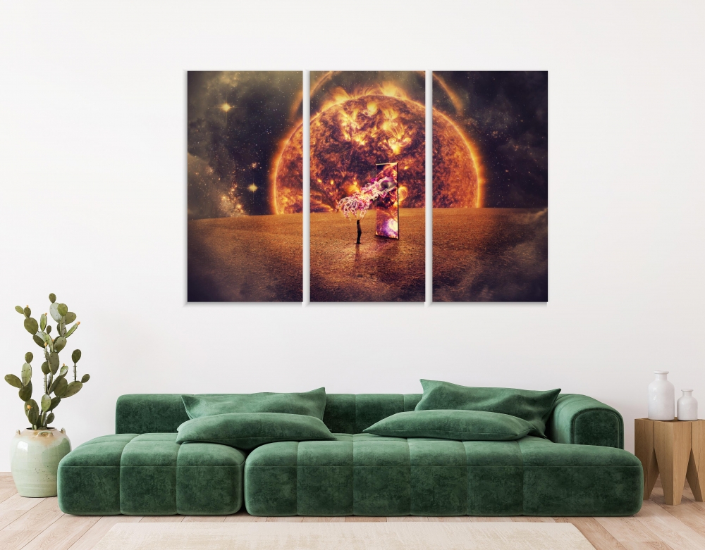 

Картина на холсте Модульные Модульная картина Mirrored Door In Space 3 картины 30х60 см.