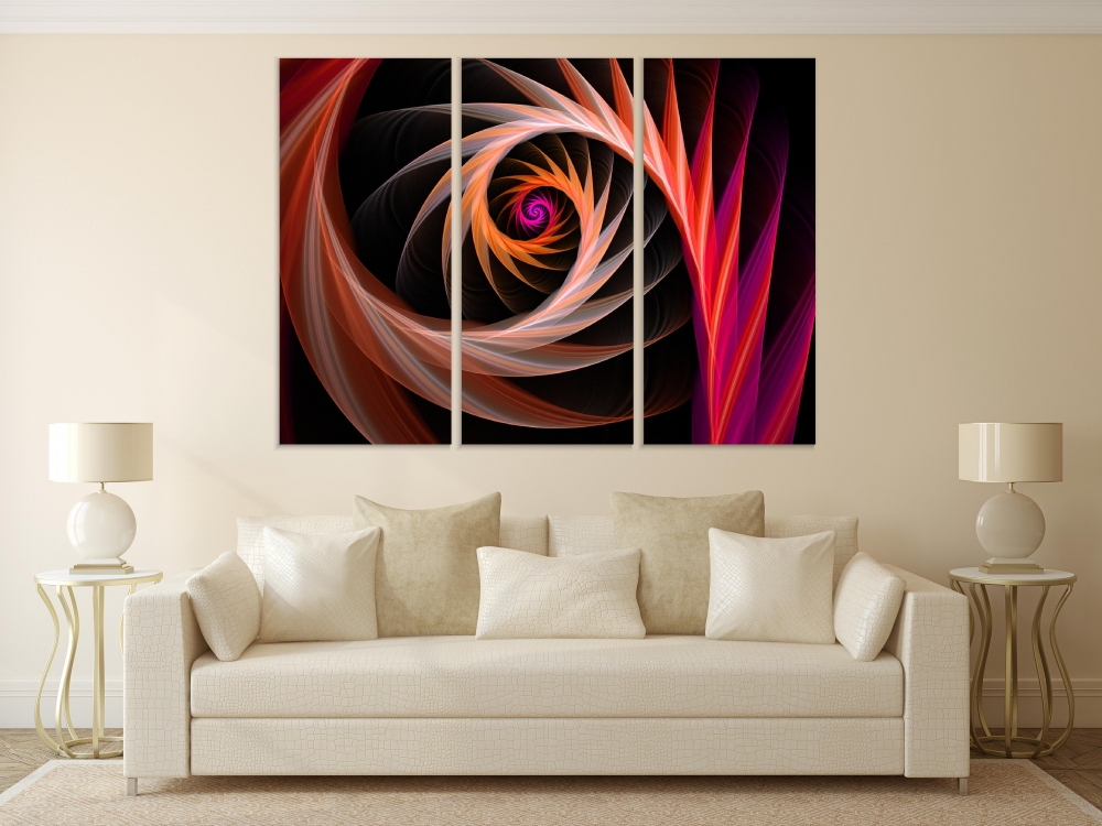 

Картина на холсте Модульные Модульная картина Abstract Fractal 3 картины 40х80 см.