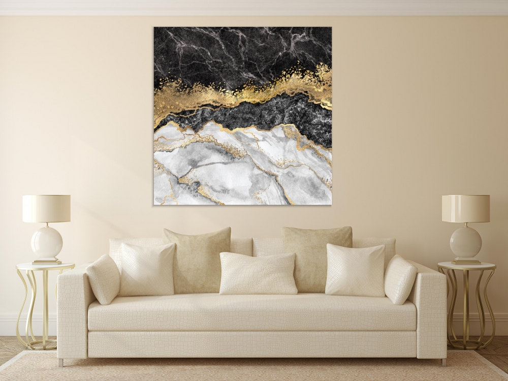 

Картина на холсте Абстракция Texture Of Marble And Gold Foil 80х80 см.