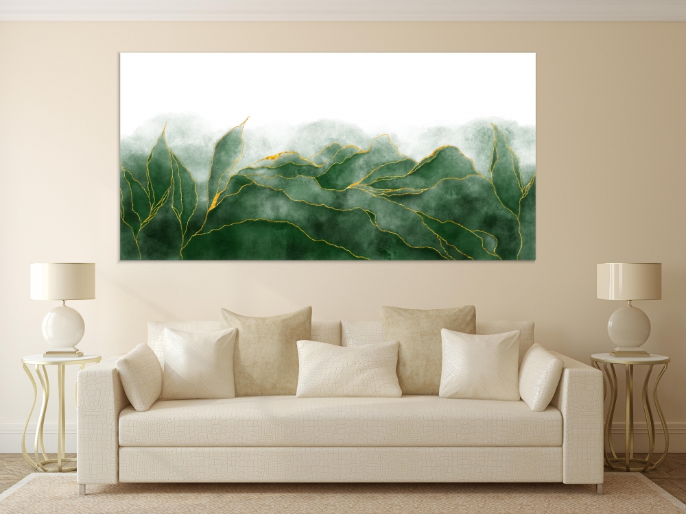 

Картина на холсте Абстракция Green Colors And Gold Veins 40х80 см.