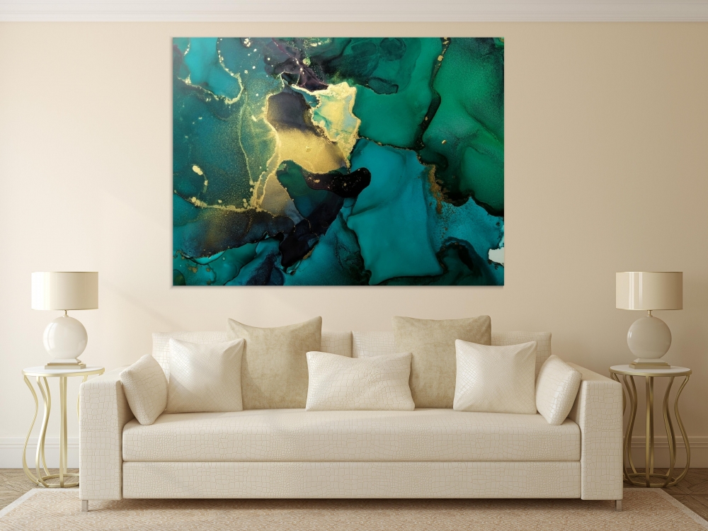

Картина на холсте Абстракция Green And Gold 90х120 см.