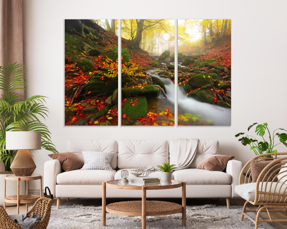 

Картина на холсте Модульные Модульная картина живописная осень в Карпатах 3 картины 70х140 см.