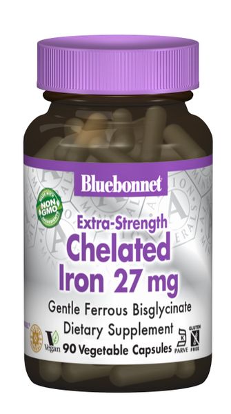 

Железо Extra-Strength Chelated Iron Bluebonnet Nutrition 27 мг 90 капсул (BB118)