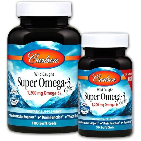 

Рыбий жир Wild Caught Super Omega·3 Gems Fish Oil Carlson Labs 1200 мг 100+30 капсул (CAR084)