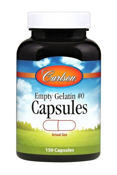 

Пустая желатиновая капсула средняя # 0 Empty Gelatin Capsule Medium #0 Carlson Labs 150 капсул (CAR122)