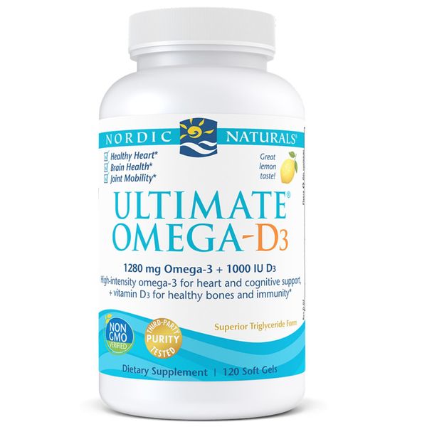 

Рыбий жир Омега-3 Ultimate Omega-D3 Nordic Naturals лимон 1000 мг 120 капсул (NN063)