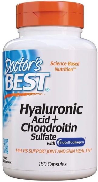 

Гиалуроновая кислота с хондроитином Hyaluronic Acid with Chondroitin Sulfate Doctor's Best 180 капсул (DB063)